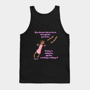 Throw your hands up - darker complexion, pink dress Tank Top